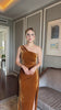 One shoulder velvet evening dress