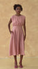 Cap sleeve pleated linen dress