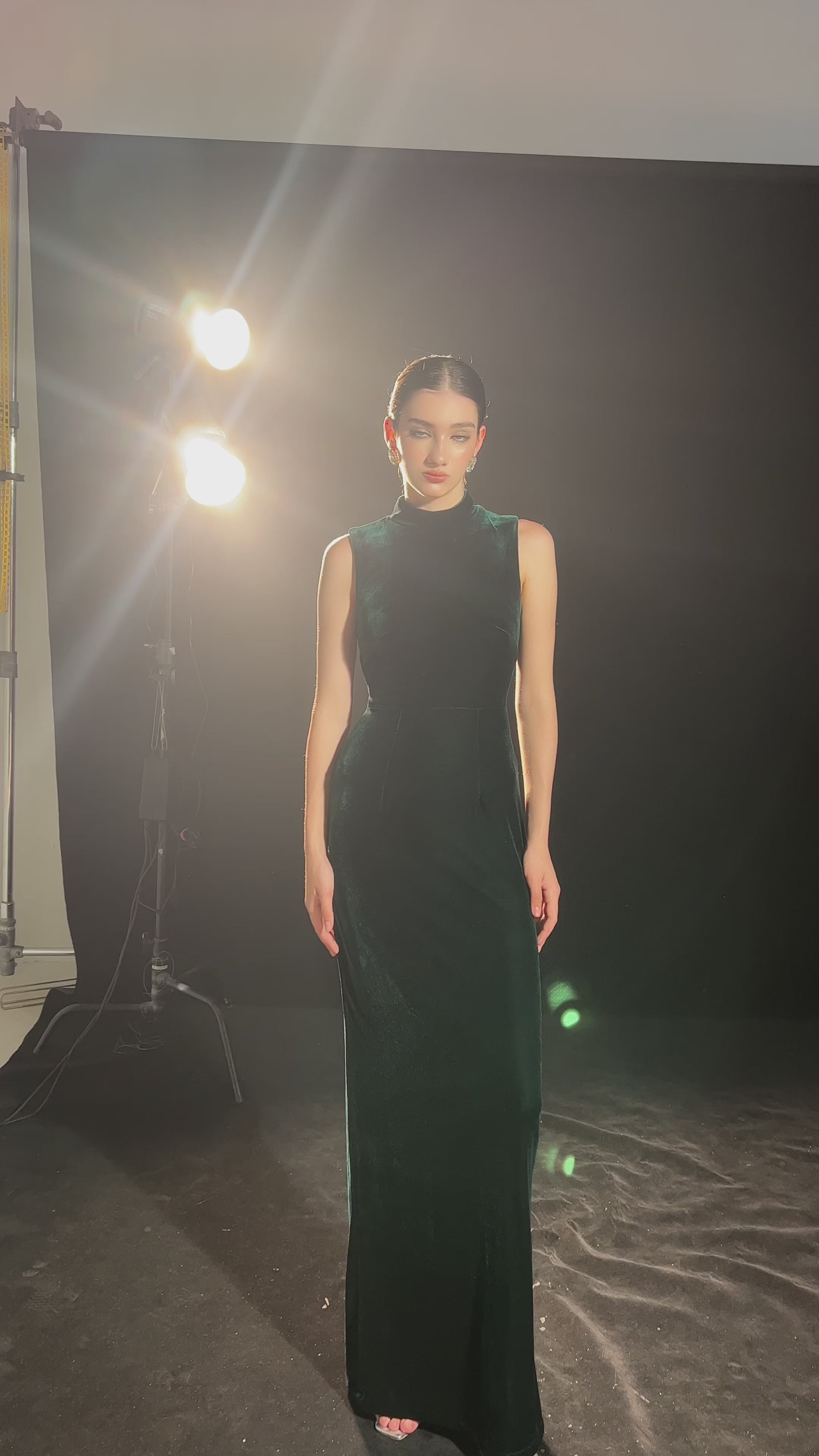 Velvet mock neck gown