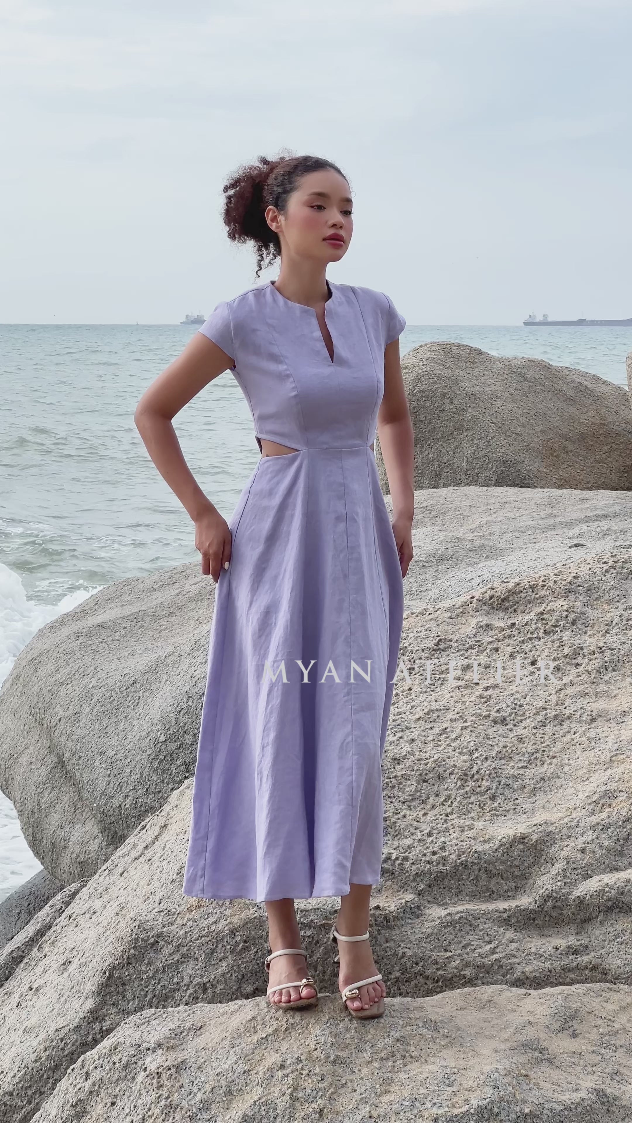 Cut-out linen summer dress