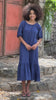 Puff sleeve linen midi dress