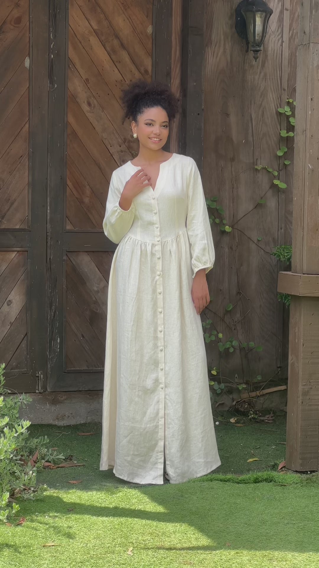 A-line linen maxi dress