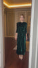 high round neck velvet dress