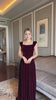 Square neck velvet evening gown