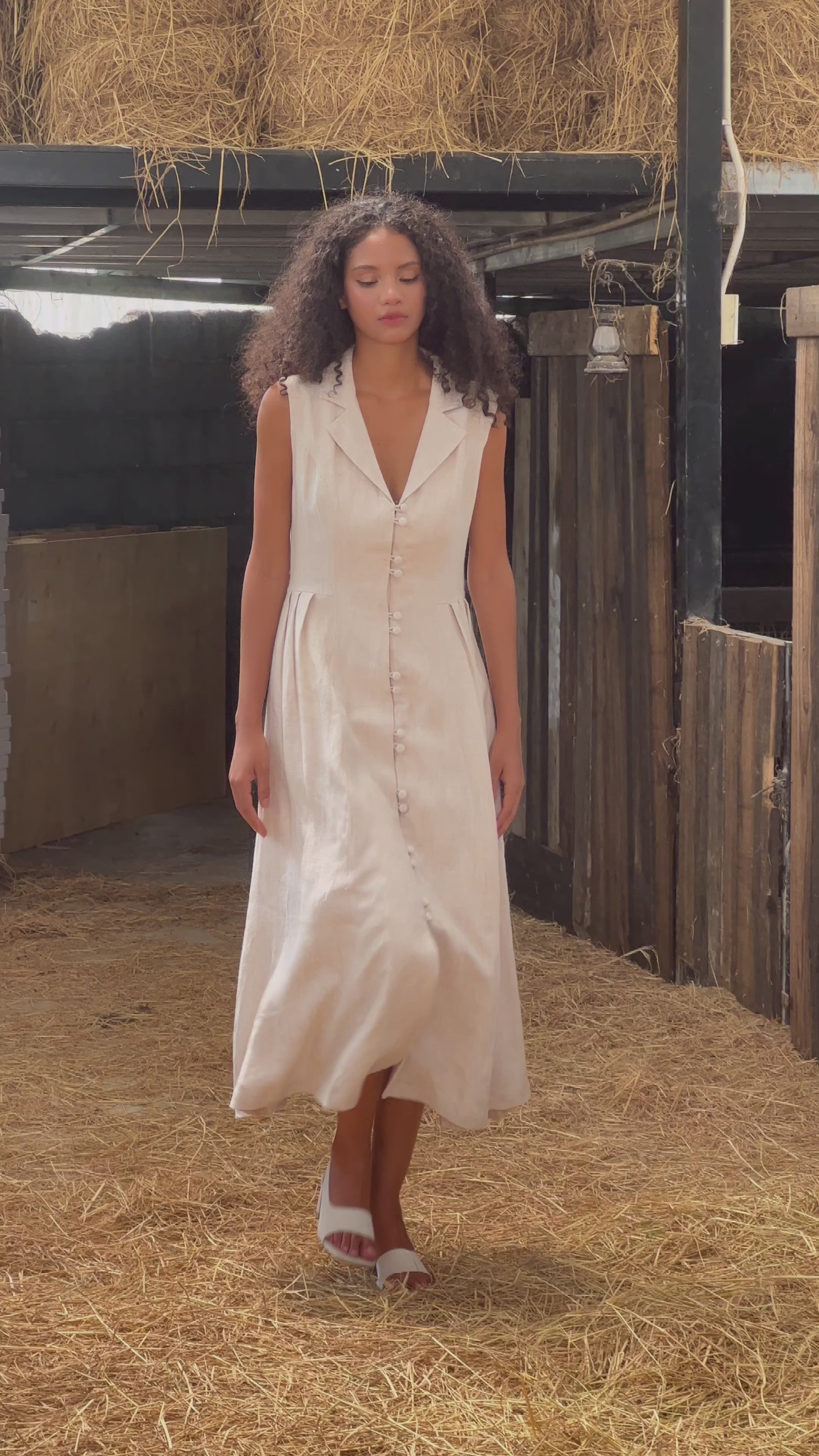 boho linen shirt dress