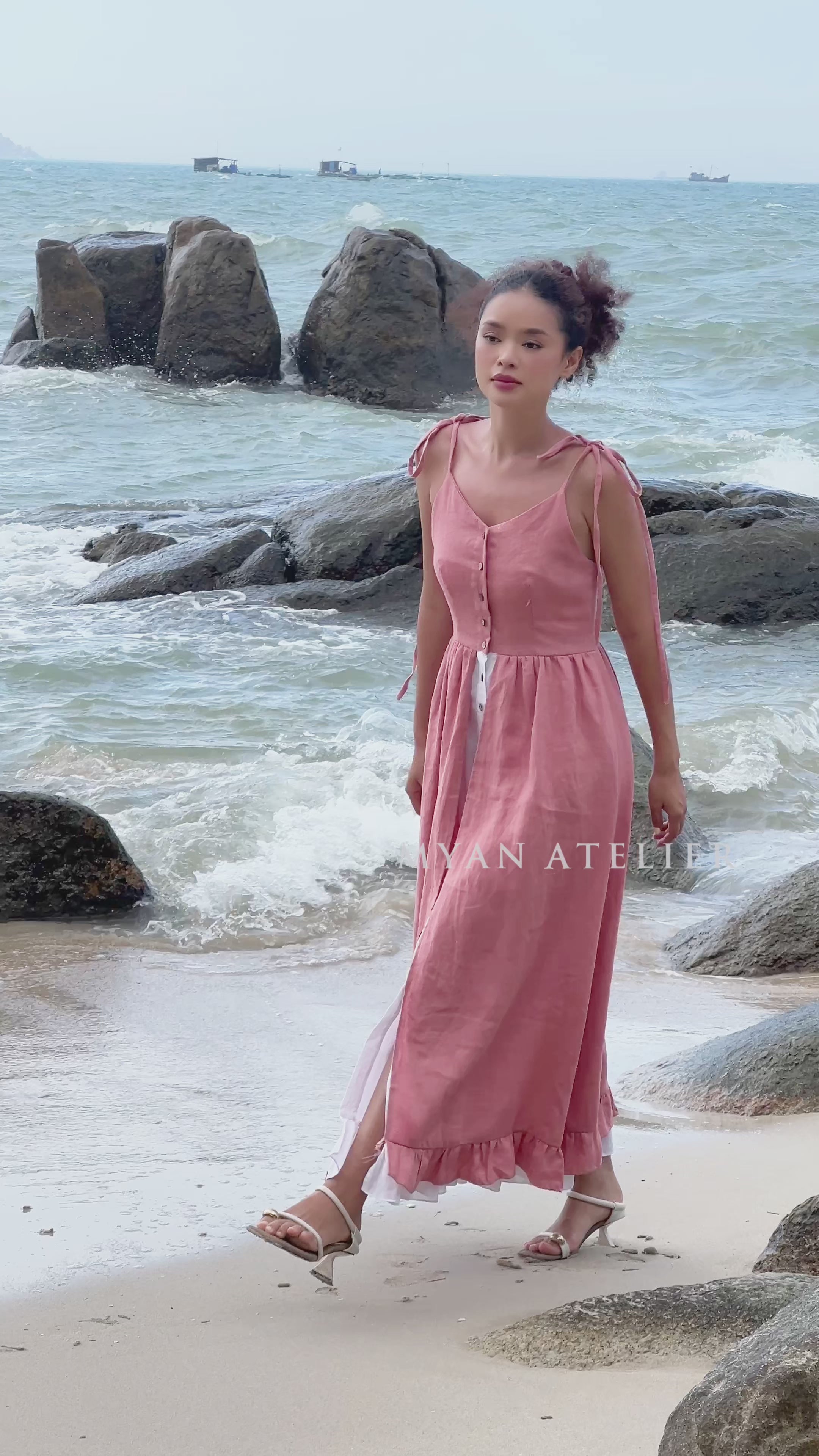 Button front linen sundress