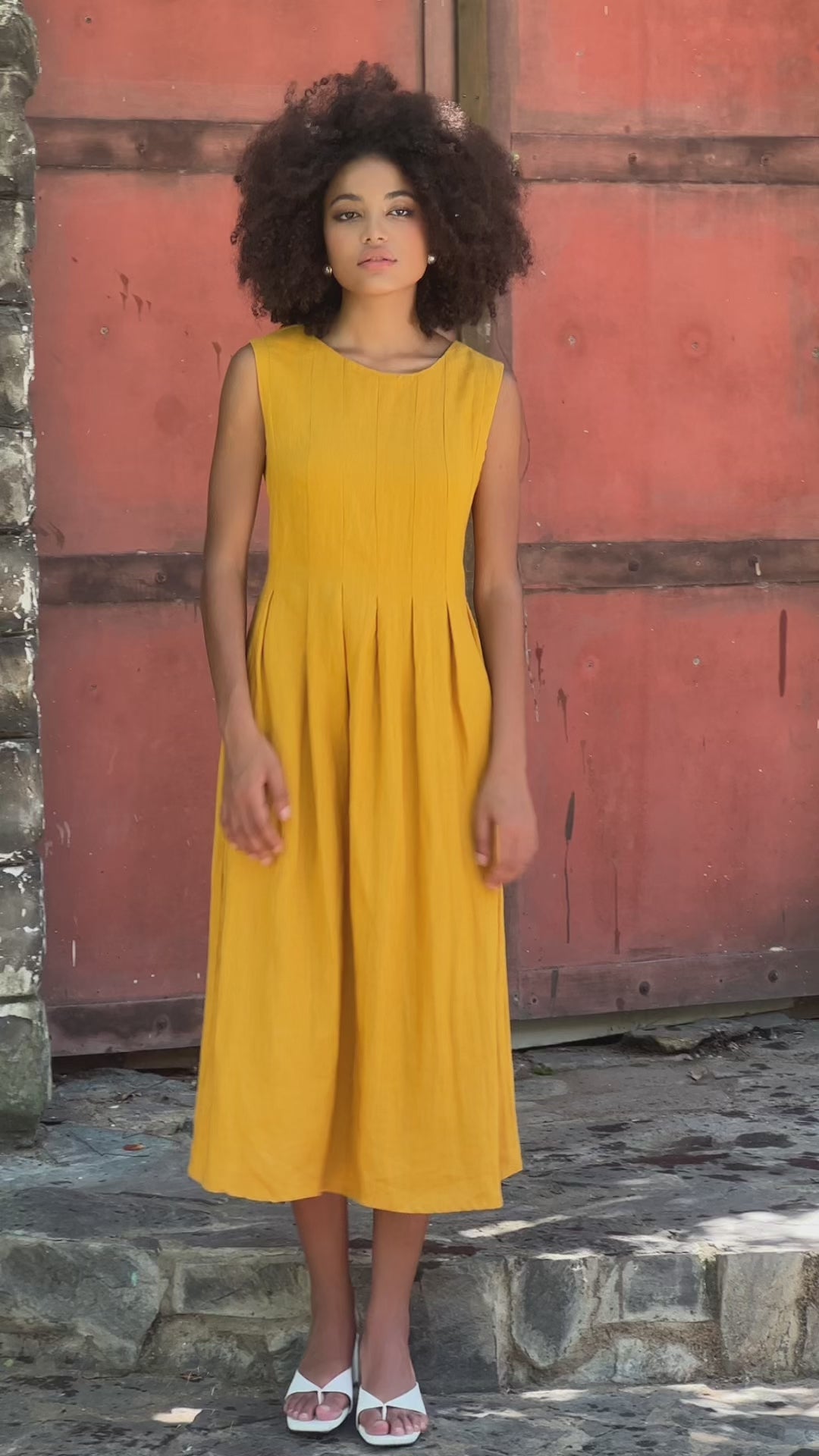 Yellow sleeveless summer dress