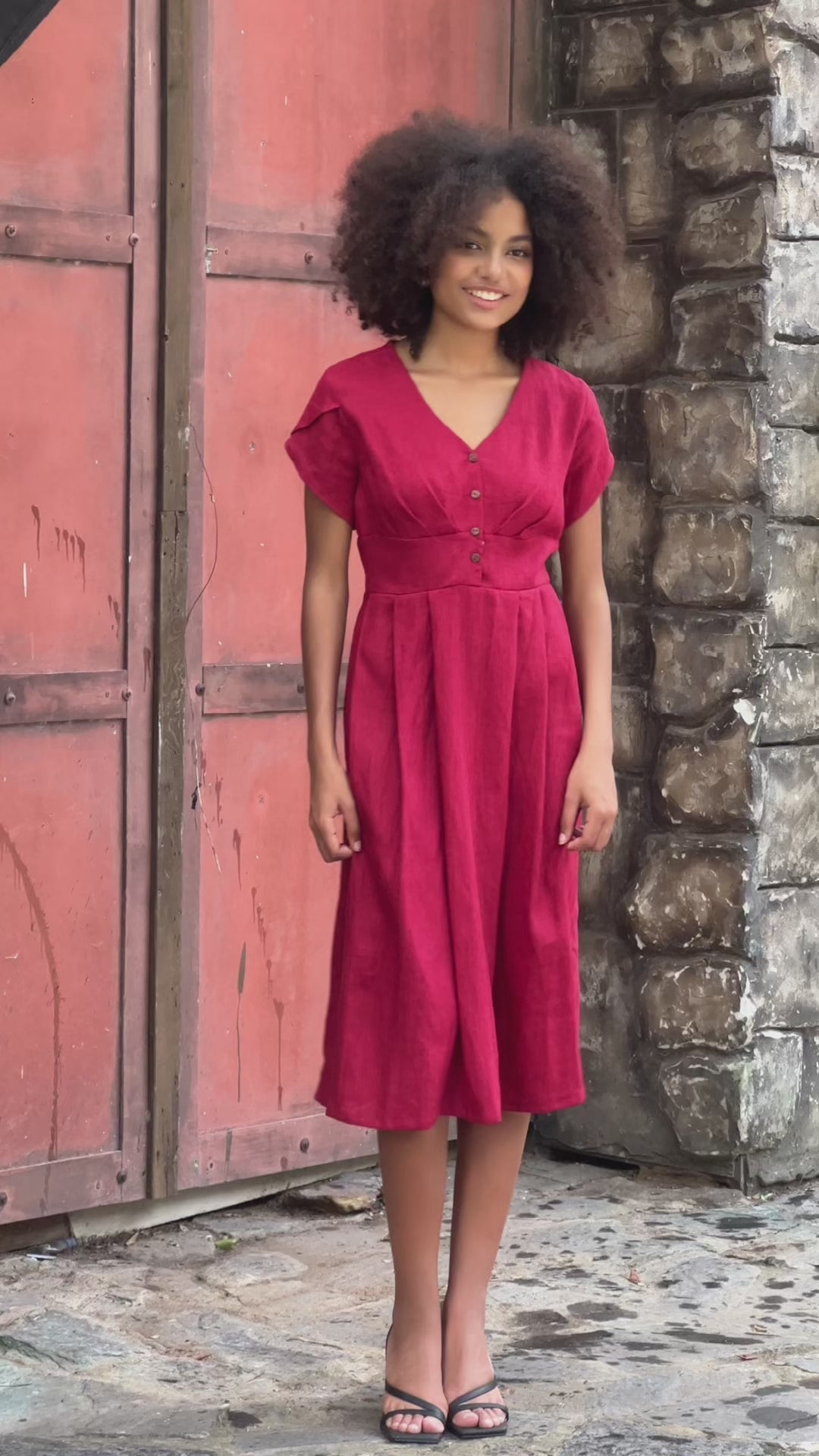 Tulip sleeves linen dress