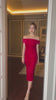 pink velvet off-shoulder dress
