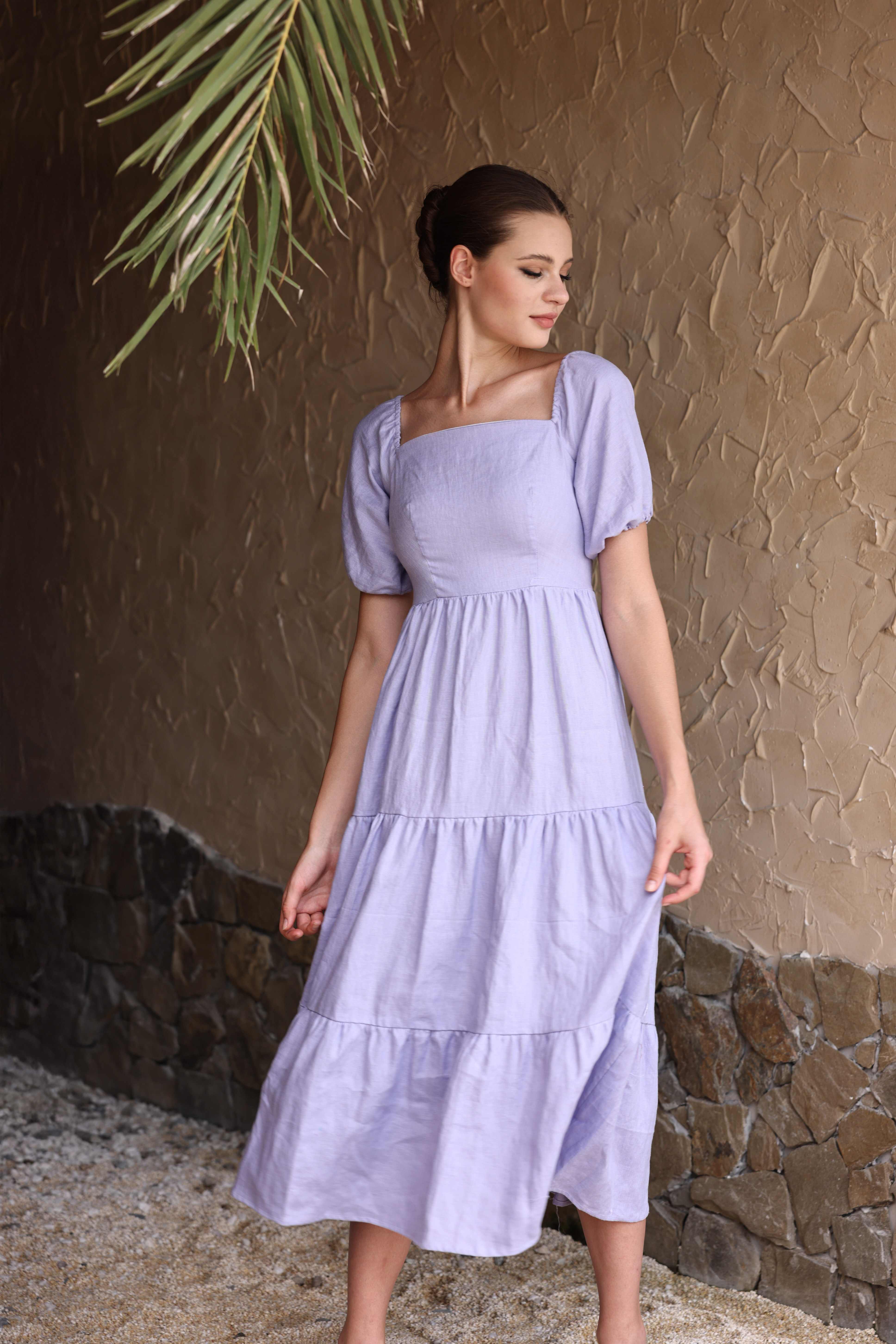 Puff sleeve tiered dress