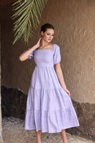 Puff sleeve tiered dress