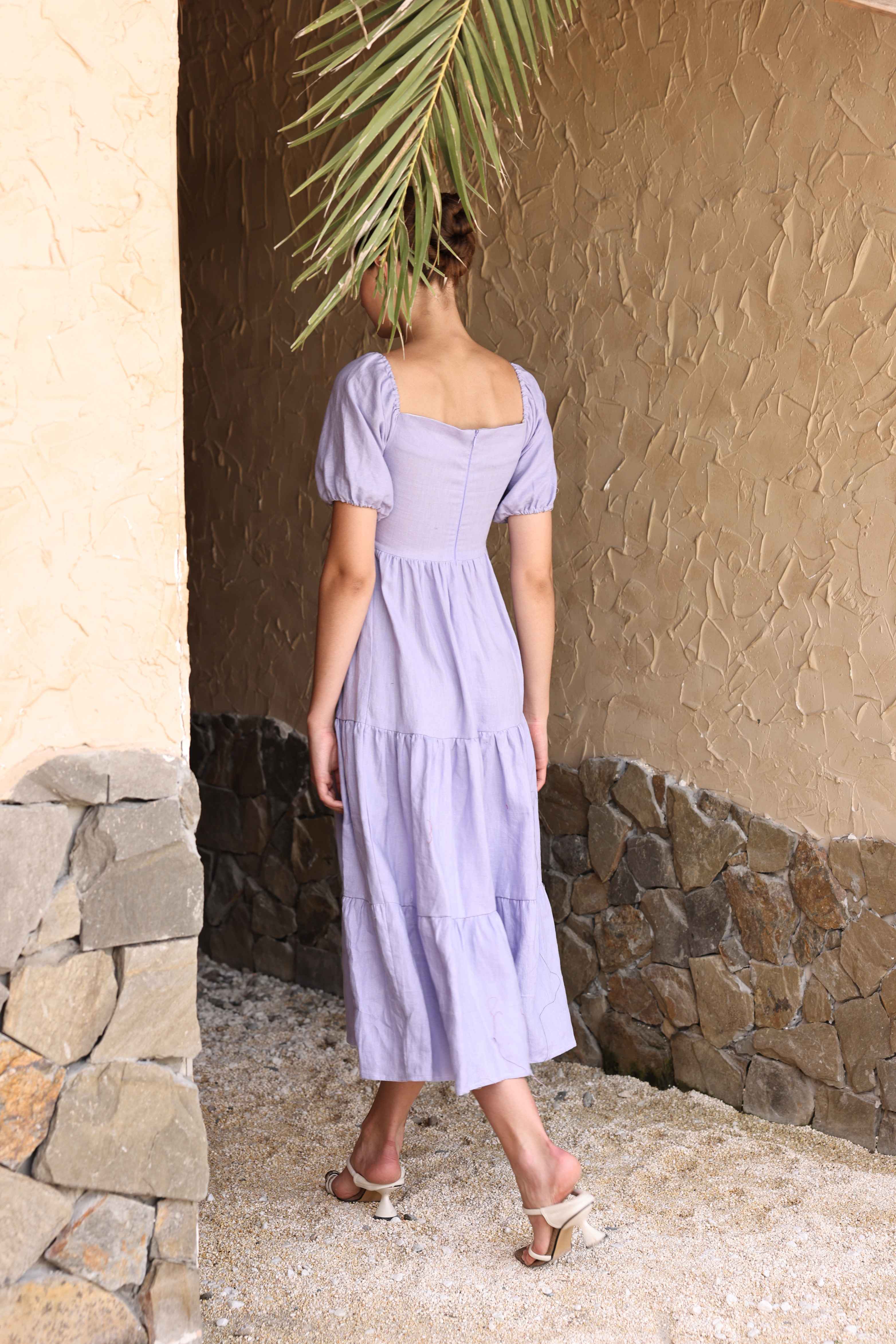 Puff sleeve tiered dress