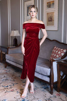 Red velvet cocktail dress