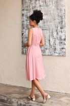Round neck linen dress