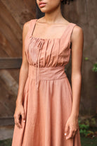 Ruched bodice linen maxi dress
