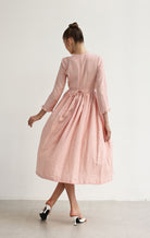 Ruffle front linen dress