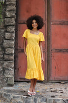 Ruffle hem linen dress