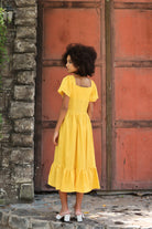 Ruffle hem linen dress