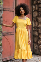 Ruffle hem linen dress