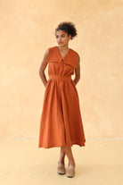 Sailor collar linen dress