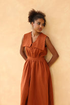 Sailor collar linen dress