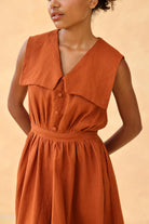 Sailor collar linen dress