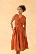 Sailor collar linen dress