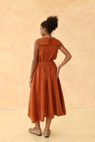 Sailor collar linen dress