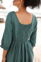 Scoop neck linen dress