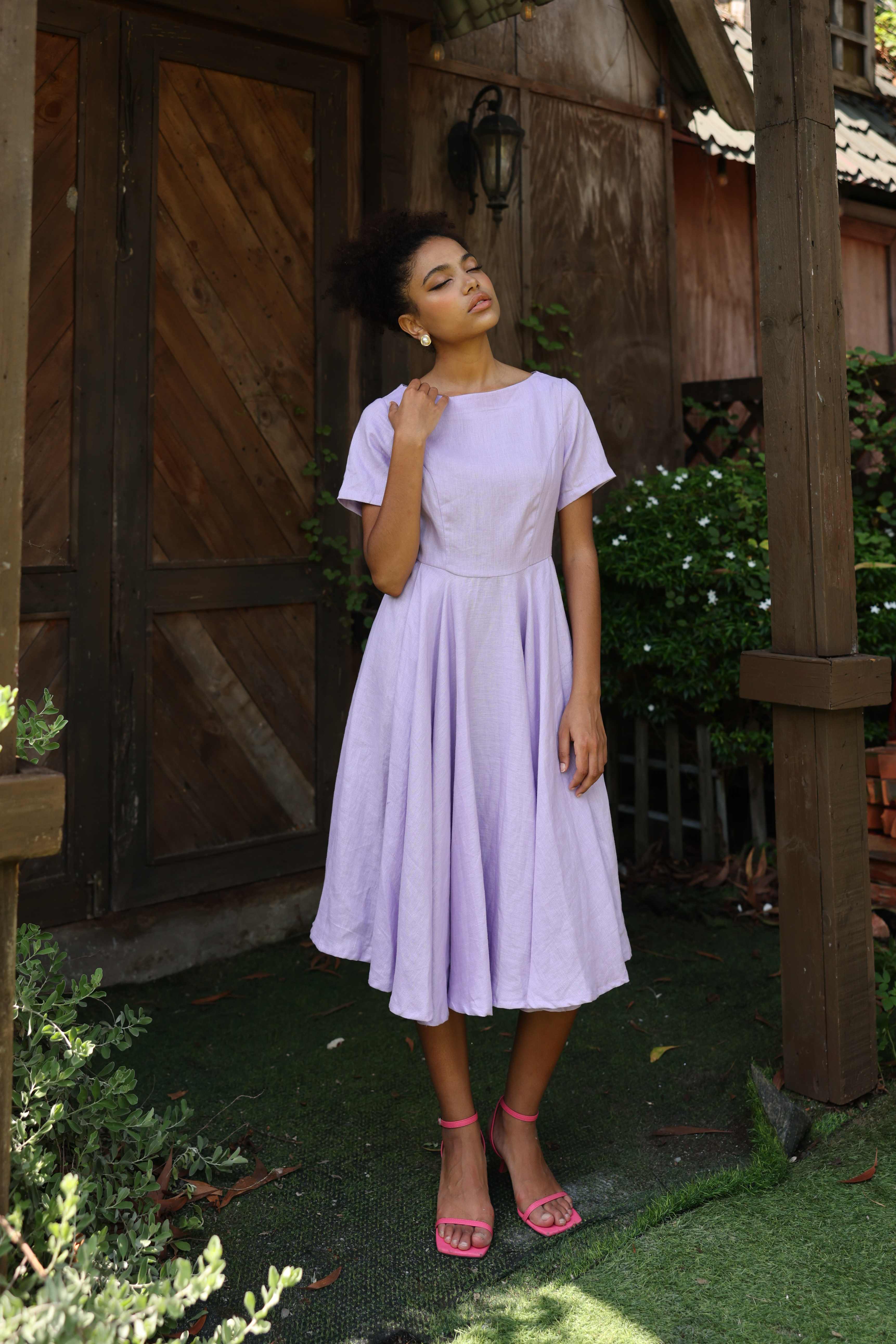 Short sleeve linen dress