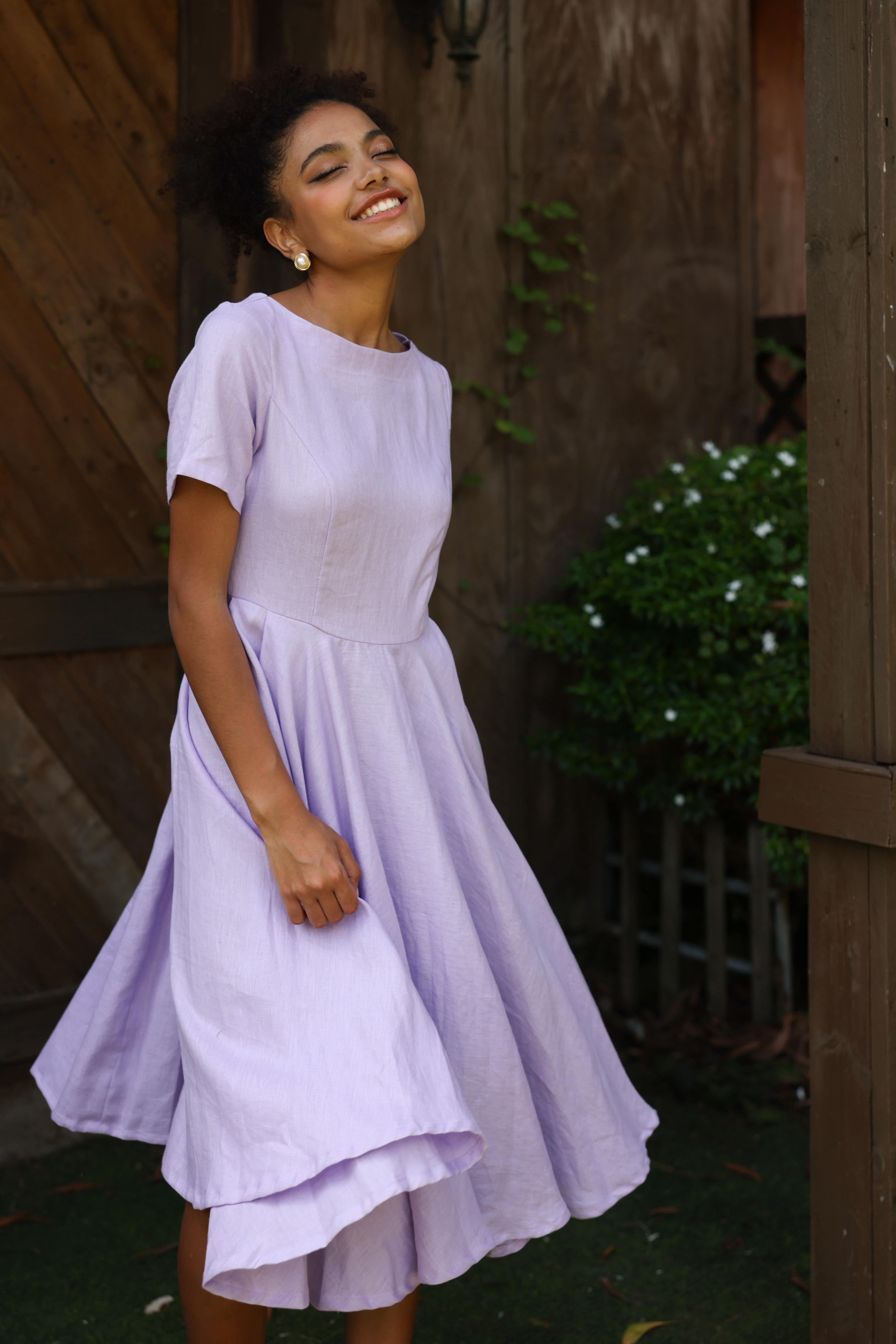 Short sleeve linen dress