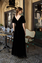 Short sleeve velvet formal dress
