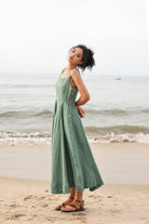 Side button linen dress