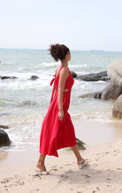 Side cut-out linen dress