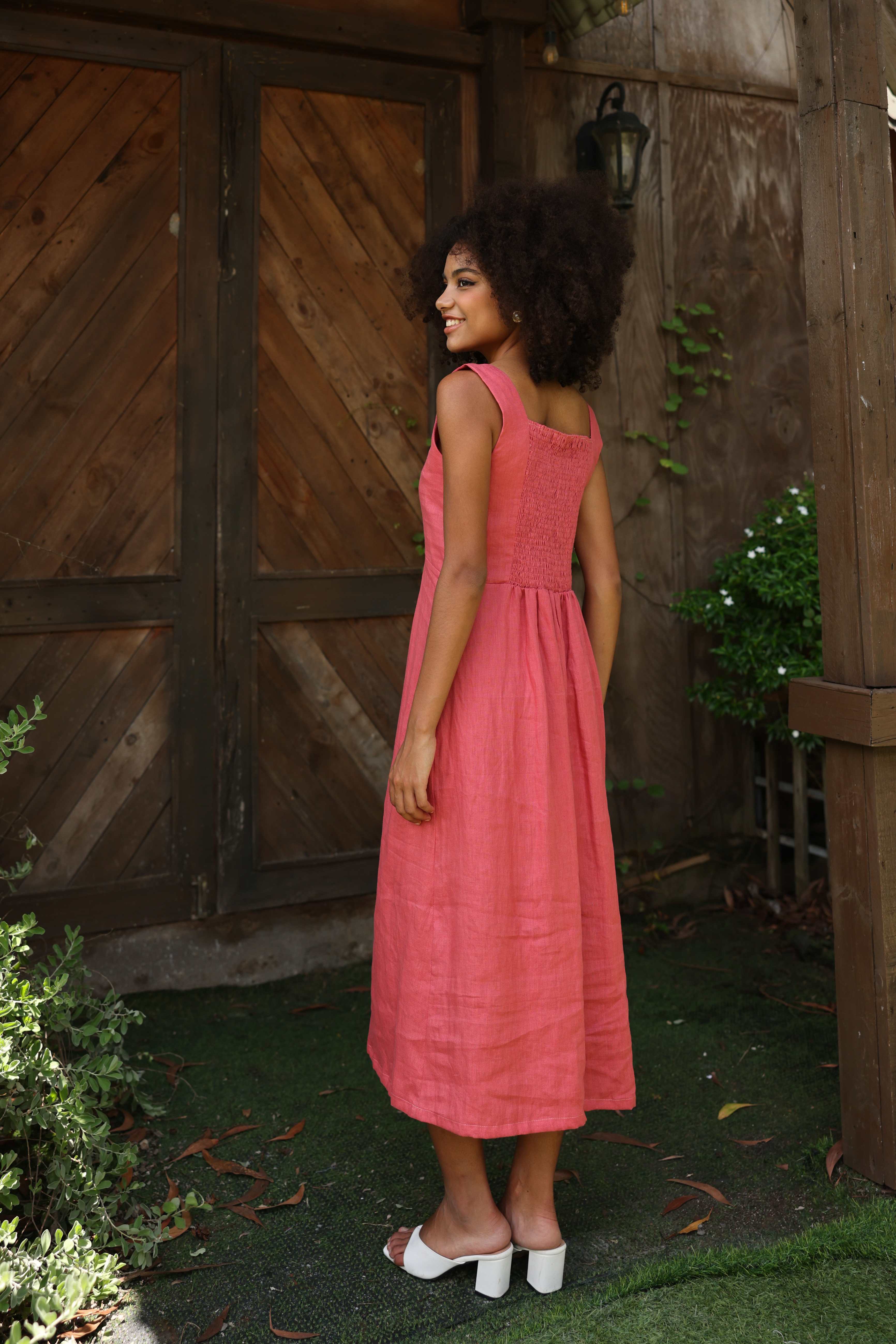 Sleeveless A-line linen dress