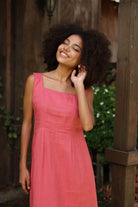 Sleeveless A-line linen dress