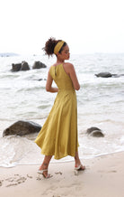 Sleeveless flared linen dress