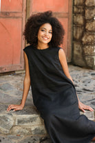 Sleeveless linen maxi dress