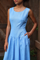 Sleeveless linen sundress long