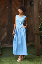 Sleeveless linen sundress long