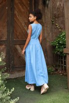 Sleeveless linen sundress long