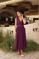 Sleeveless linen wrap dress