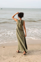 Sleeveless long linen dress