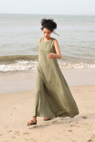 Sleeveless long linen dress