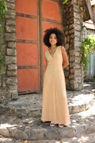 Sleeveless V-neck linen maxi dress