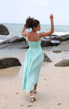 Smocked back linen dress 