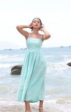 Smocked back linen dress 