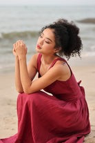 Square neck linen maxi dress