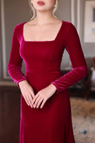 square neck velvet dress