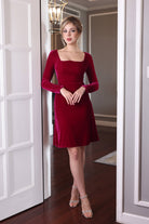 square neck velvet dress